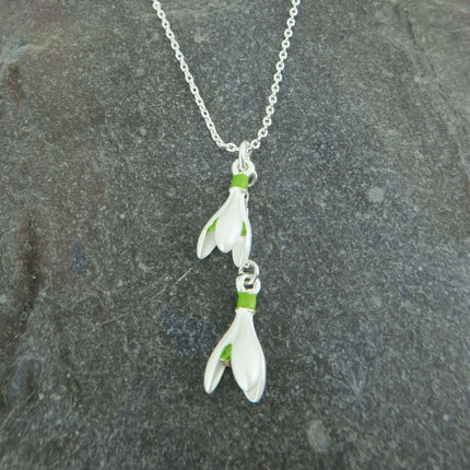 Snowdrop White Flower Pendant Necklace