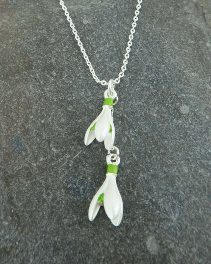 Snowdrop White Flower Pendant Necklace