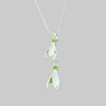 Snowdrop White Flower Pendant Necklace