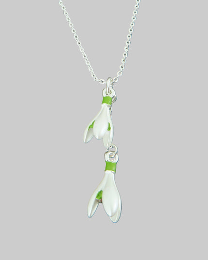 Snowdrop White Flower Pendant Necklace