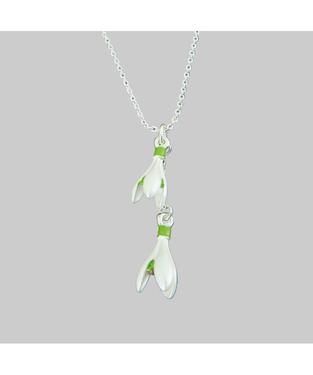 Snowdrop White Flower Pendant Necklace