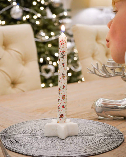 Advent Candles - Pack of 2 - Deck the Halls Robin themed Christmas Candles