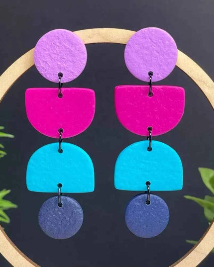 Geometric Clay Earrings - Handmade Colour Block Design