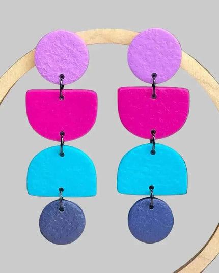 Geometric Clay Earrings - Handmade Colour Block Design