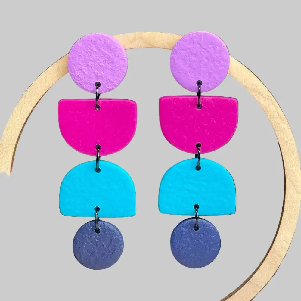 Colour Block Geometric Handmade Polymer Clay Earrings