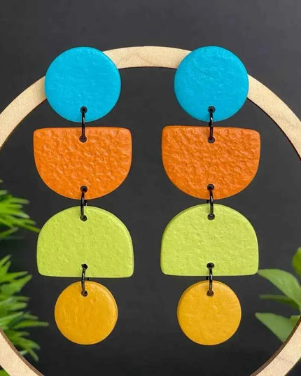 Colour Block Geometric Handmade Polymer Clay Earrings