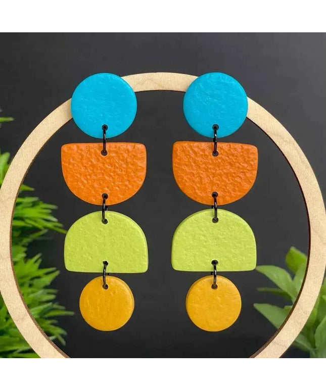Colour Block Geometric Handmade Polymer Clay Earrings