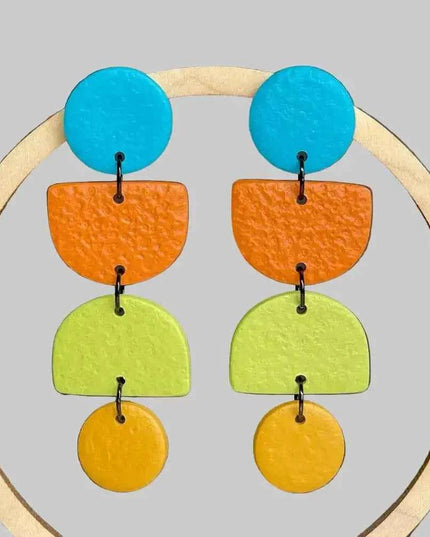 Colour Block Geometric Handmade Polymer Clay Earrings