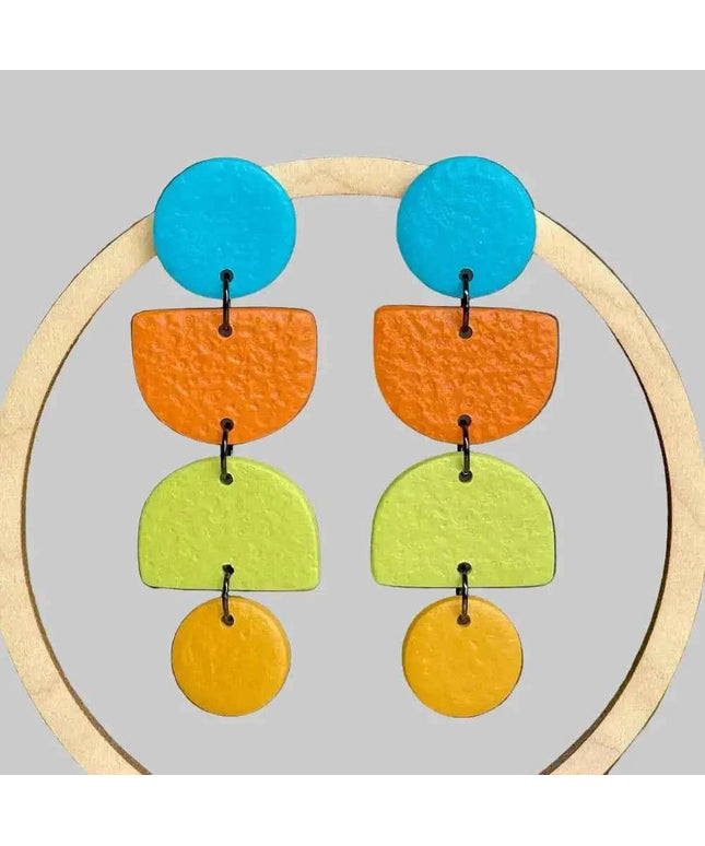 Colour Block Geometric Handmade Polymer Clay Earrings