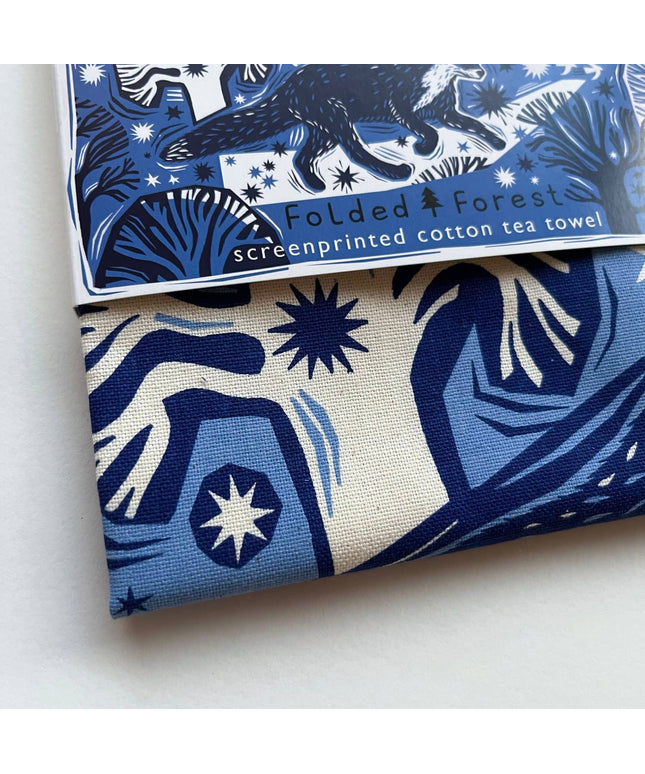 Cotton Tea Towel - Midnight Fox