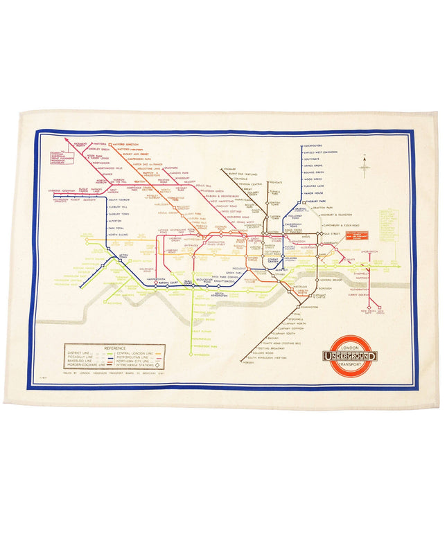 Cotton Tea Towel - TFL Heritage Tube Map