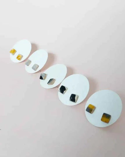 Leather Cube Stud Earrings | Lightweight Geometric Jewellery | Hypoallergenic UK