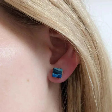 Leather Cube Stud Earrings | Lightweight Geometric Jewellery | Hypoallergenic UK