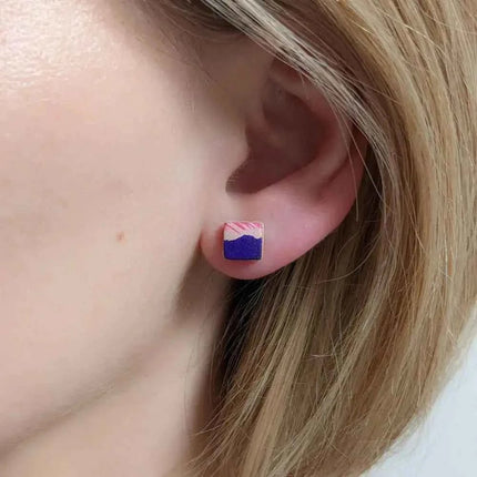 Leather Cube Stud Earrings | Lightweight Geometric Jewellery | Hypoallergenic UK