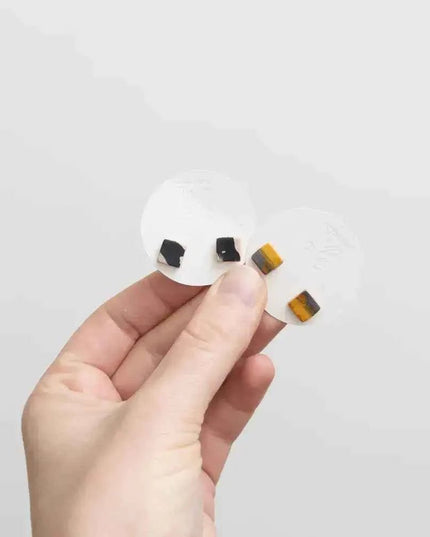 Leather Cube Stud Earrings | Lightweight Geometric Jewellery | Hypoallergenic UK