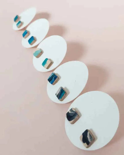 Leather Cube Stud Earrings | Lightweight Geometric Jewellery | Hypoallergenic UK