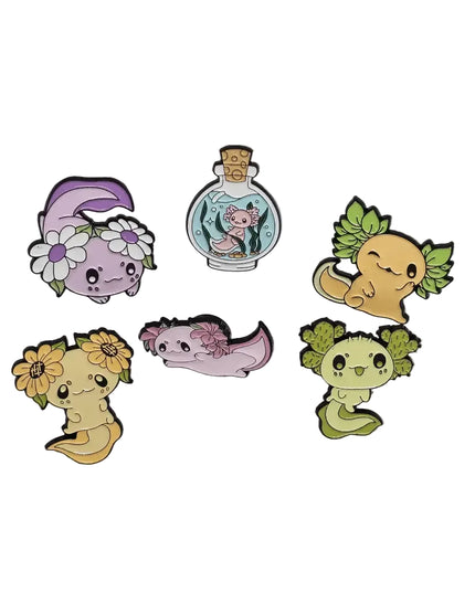 Cute Axolotl pin badges (various Kawaii cutie designs)