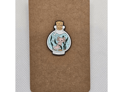Cute Axolotl pin badges (various Kawaii cutie designs) Bottled axolotl