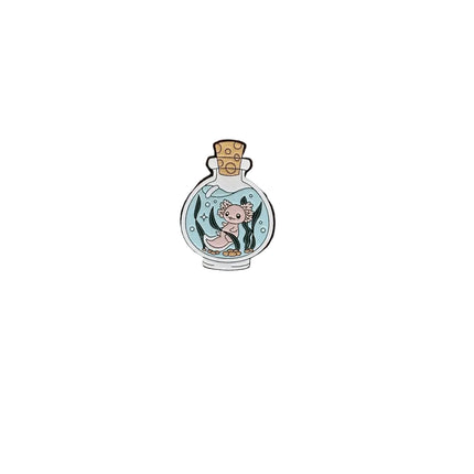 Cute Axolotl pin badges (various Kawaii cutie designs) Bottled axolotl