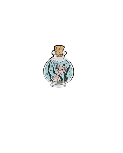 Cute Axolotl pin badges (various Kawaii cutie designs) Bottled axolotl
