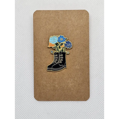 Cute Floral Pin badges (Various designs) - Flowers in a boot - Pin badges