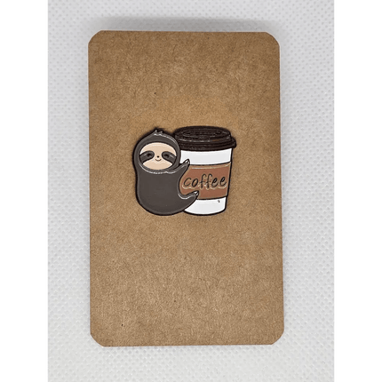 Cute Sloth pin badges (various Kawaii designs) Coffee sloth