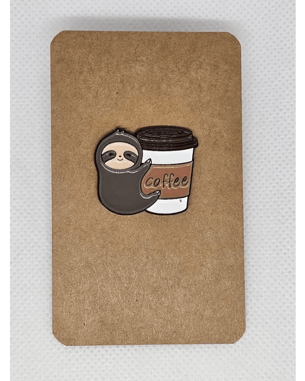 Cute Sloth pin badges (various Kawaii designs) Coffee sloth