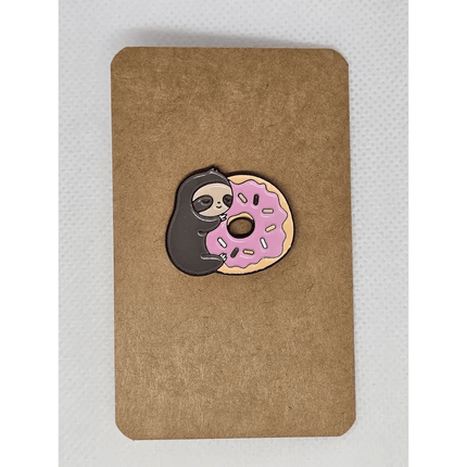 Cute Sloth pin badges (various Kawaii designs) Donut Sloth