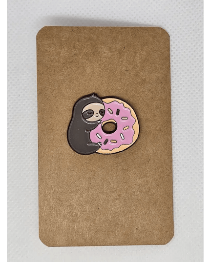 Cute Sloth pin badges (various Kawaii designs) Donut Sloth