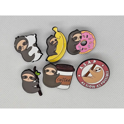 Cute Sloth pin badges (various Kawaii cutie designs) - Pin badges