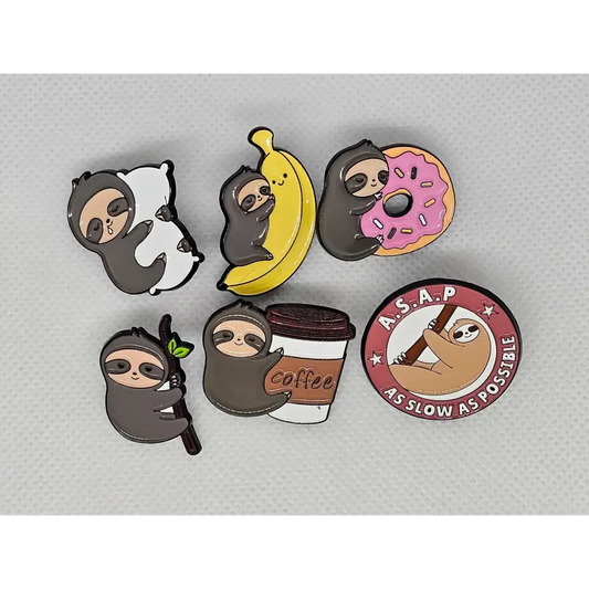 Cute Sloth pin badges (various Kawaii cutie designs) - Pin badges