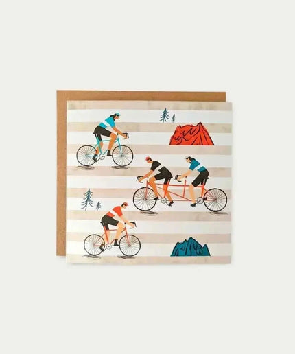 Cyclists Stripes Greetings Card