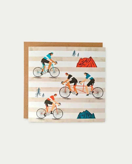 Cyclists Stripes Greetings Card