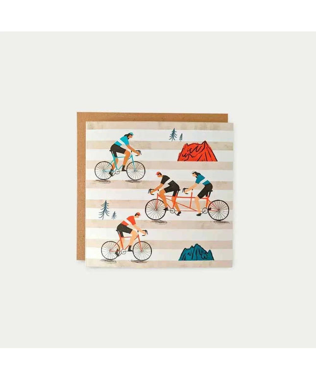 Cyclists Stripes Greetings Card