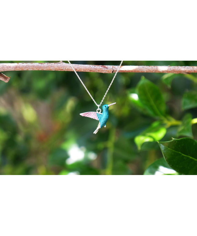 Hummingbird In Flight Pendant Necklace