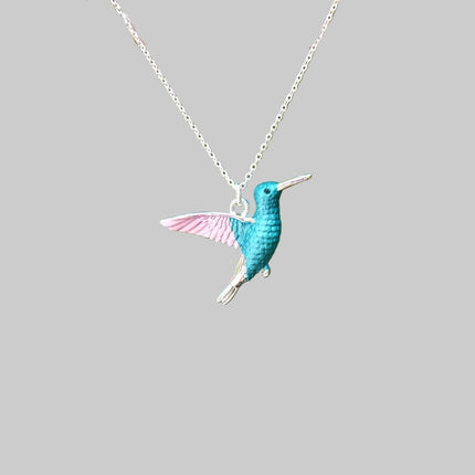 Hummingbird In Flight Pendant Necklace