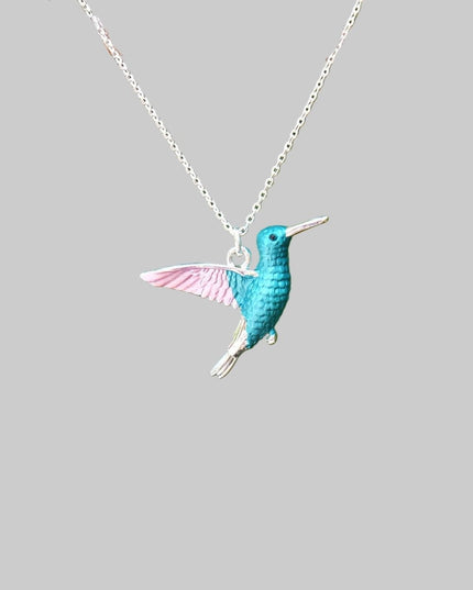 Hummingbird In Flight Pendant Necklace
