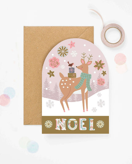 Deer Snow Globe Christmas Card - Holiday Cards - Seasonal