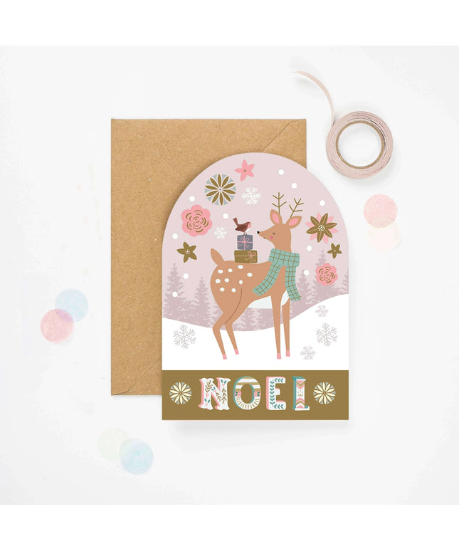 Deer Snow Globe Christmas Card - Holiday Cards - Seasonal