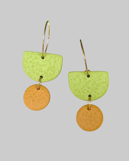 Pistachio Green Colour Block Hoop Earrings - Various colours Orange