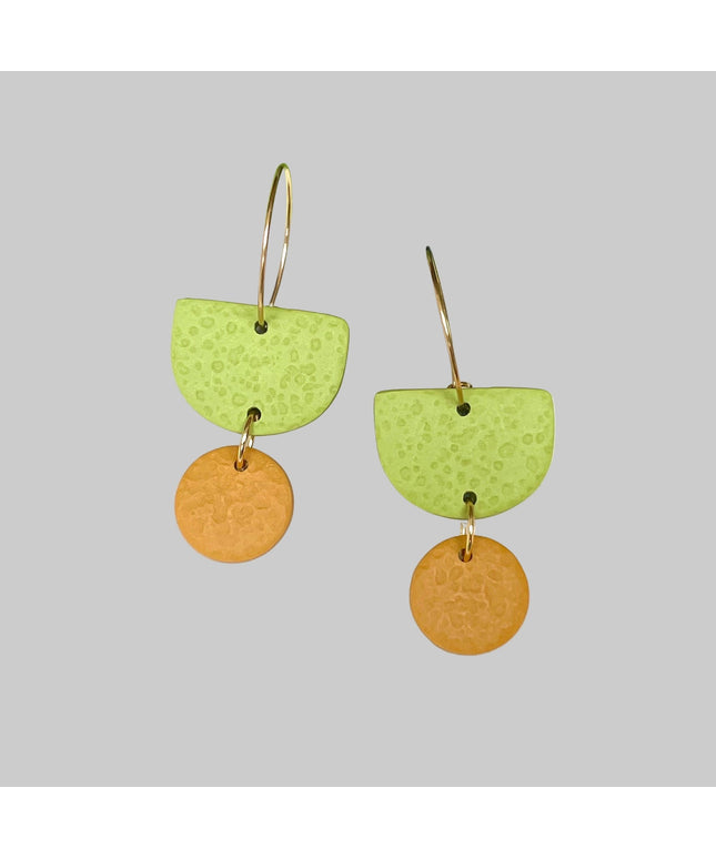 Pistachio Green Colour Block Hoop Earrings - Various colours Orange