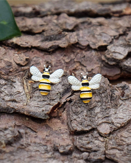 Bee silver plated earring - Hypoallergenic