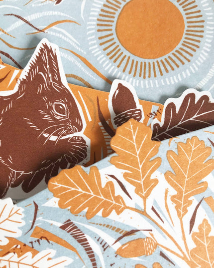 Concertina Card - Autumn Leaves - Squirrel