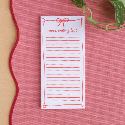 To Do List Pad | Never Ending - The Red Squirrel
