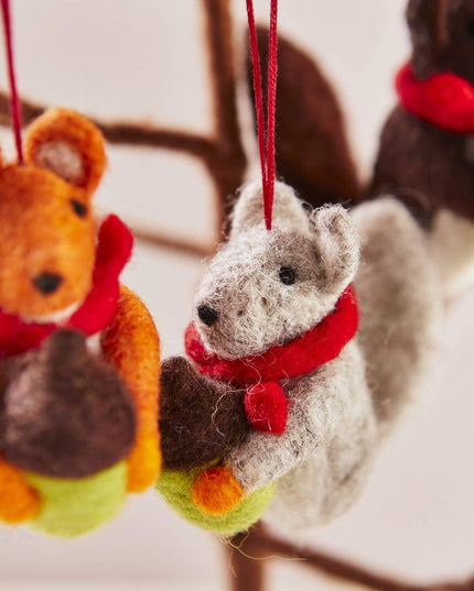 Felt Squirrel With Acorn Decoration