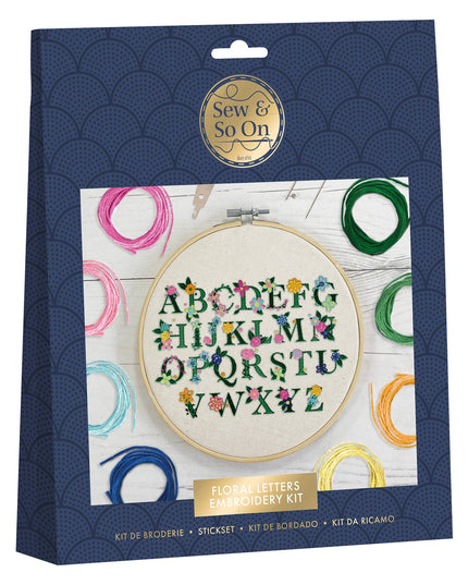 Sew & So On Embroidery Kit - Floral Letters