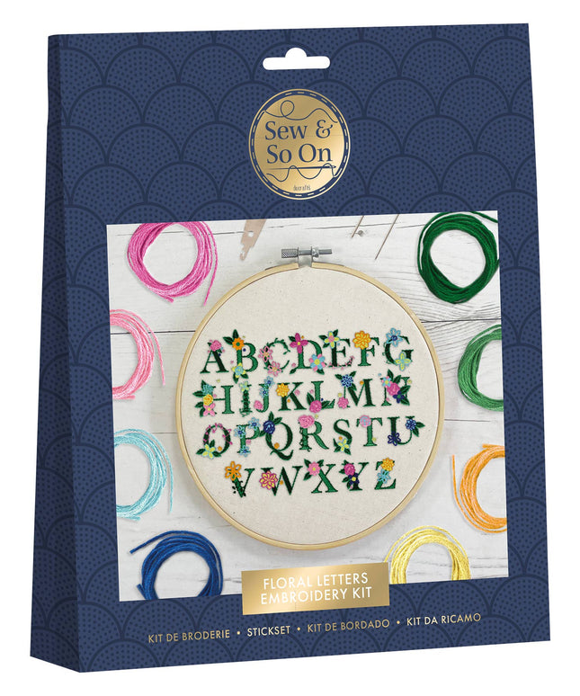Sew & So On Embroidery Kit - Floral Letters