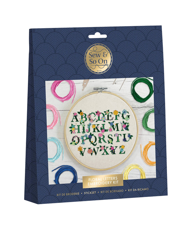 Sew & So On Embroidery Kit - Floral Letters