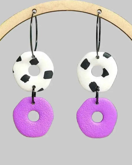 Dalmatian Print Clay Hoop Earrings - Statement jewellery