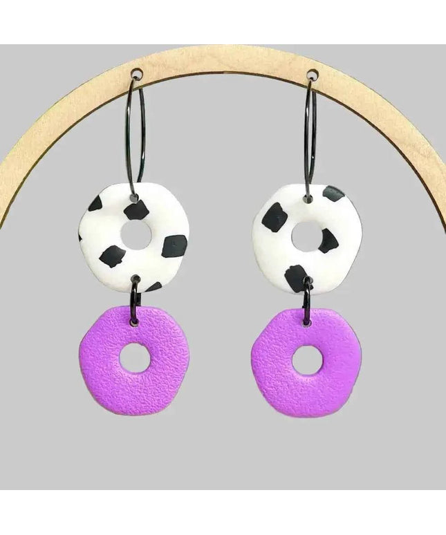 Dalmatian Print Clay Hoop Earrings - Statement jewellery